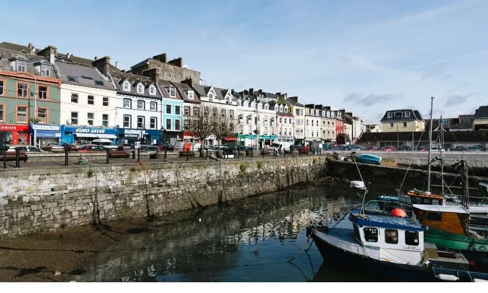 Cobh harbour town in Cork Harbour with colourful waterfront buildings