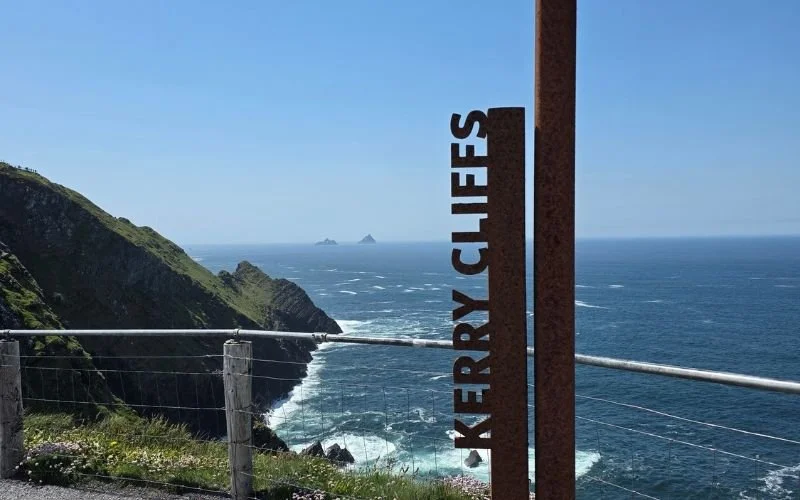 Kerry Cliffs viewpoint overlooking the Atlantic Ocean along the Skellig Coast in County Kerry.