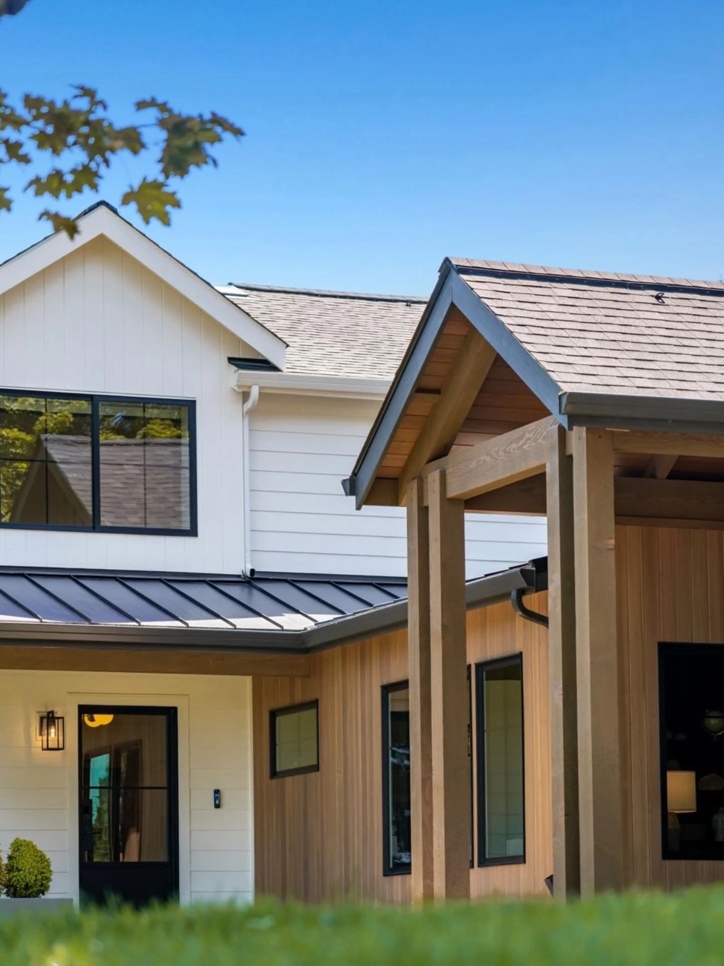 Some of the home shown here is original. Some is new. It all got a cohesive design refresh with this project and a brand new, formal entry point.
