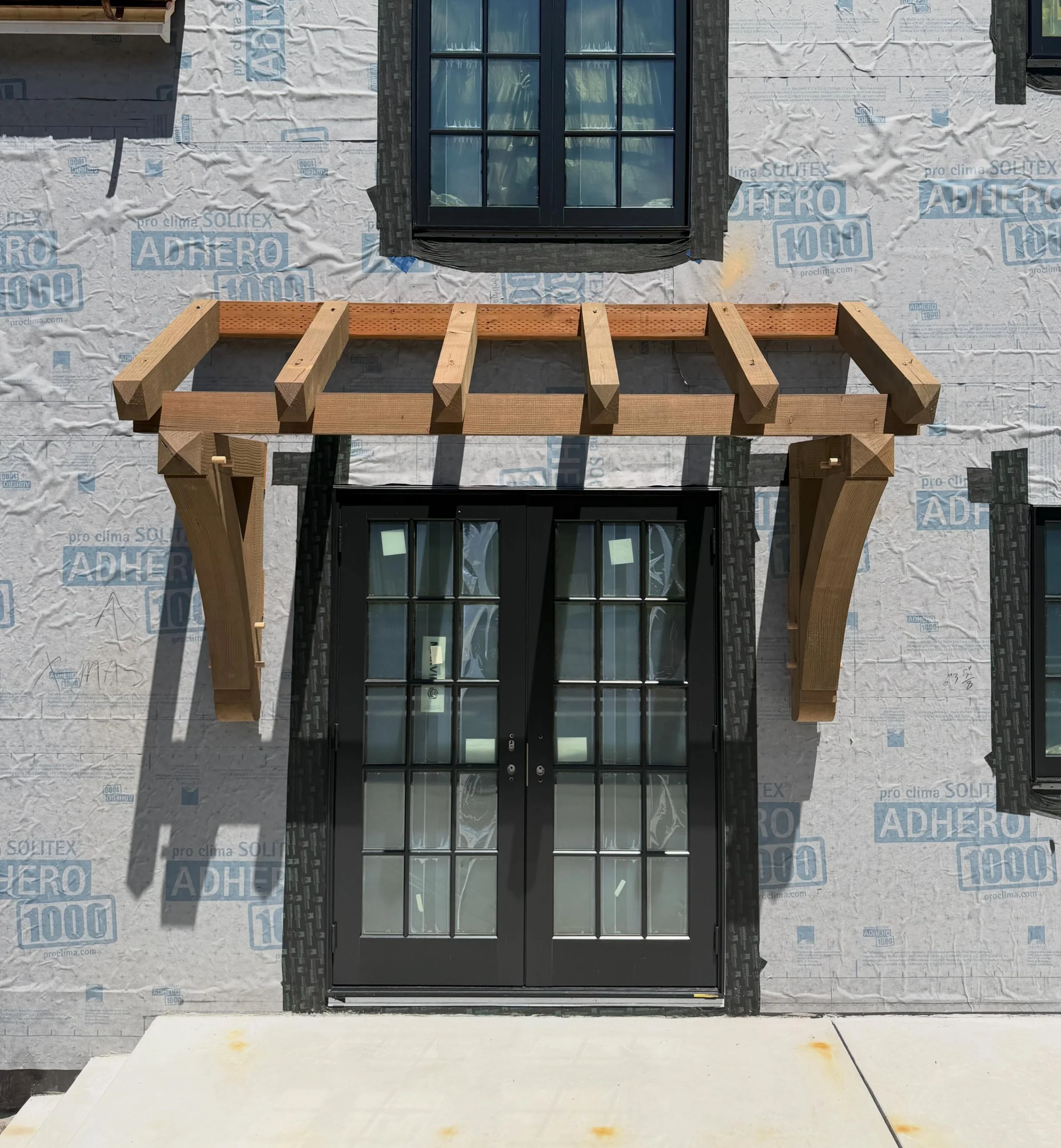 We have the skeleton in place for this timber awning, and are ready to move into the exterior @rockwoolna insulation soon!