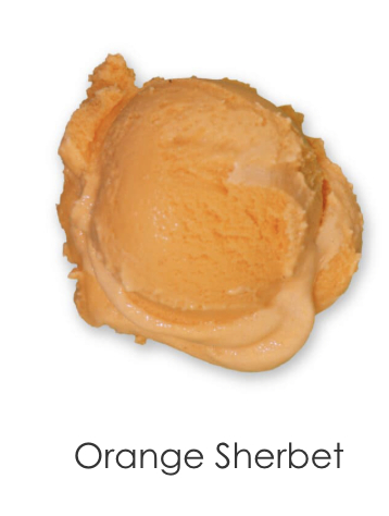Refreshing sherbet bursting with orange flavor.