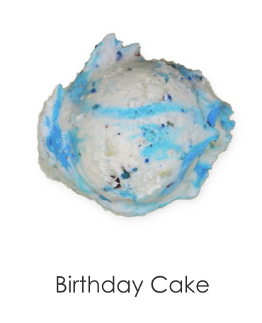 Forgo your fork and grab your spoon! Pop the lid to reveal rainbow bursts of fun confetti sprinkles packed into rich, yellow cake ice cream and topped off with festive swirls of blue buttercream frosting.