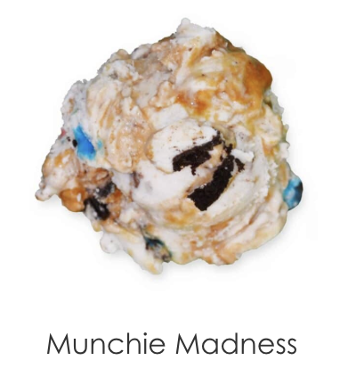 Sweet cake batter ice cream swirled with a salted caramel ripple and brimming with Oreos, M&M pieces and peanut butter cups.