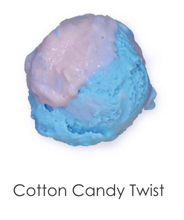 Blue and pink cotton candy ice creams spun together for that whimsical carnival sensation!