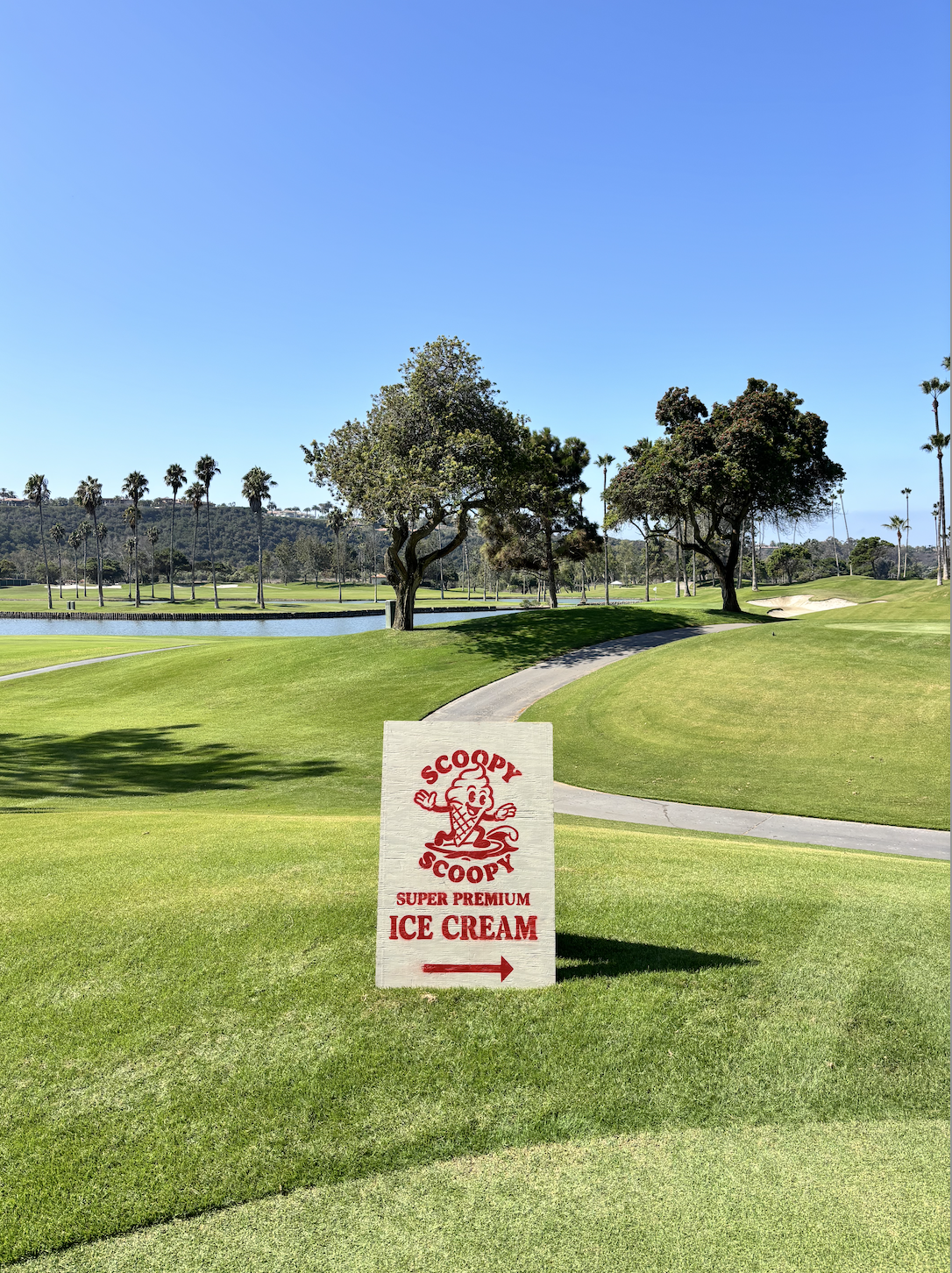 Outdoor golf tournament ice cream catering setup in Rancho Santa Fe