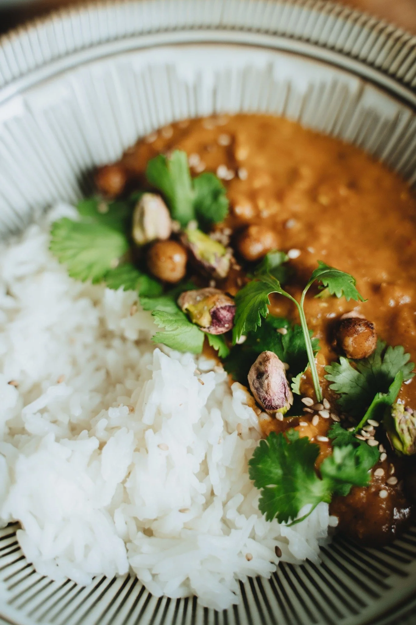 Red Spinach &amp; Chickpea Curry with Basmati Rice