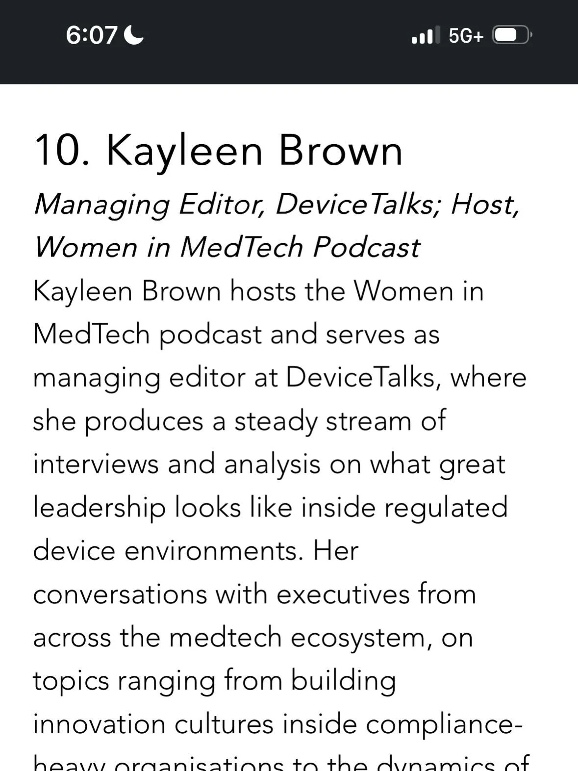 What a nice surprise! Clarity named me #10 on the &lsquo;37 Best Thought Leaders Globally on Leadership in Medical Device Industry 2026. Thanks to @consultclarity and Jonno White for the kind words! https://www.consultclarity.org/post/thought-leaders
