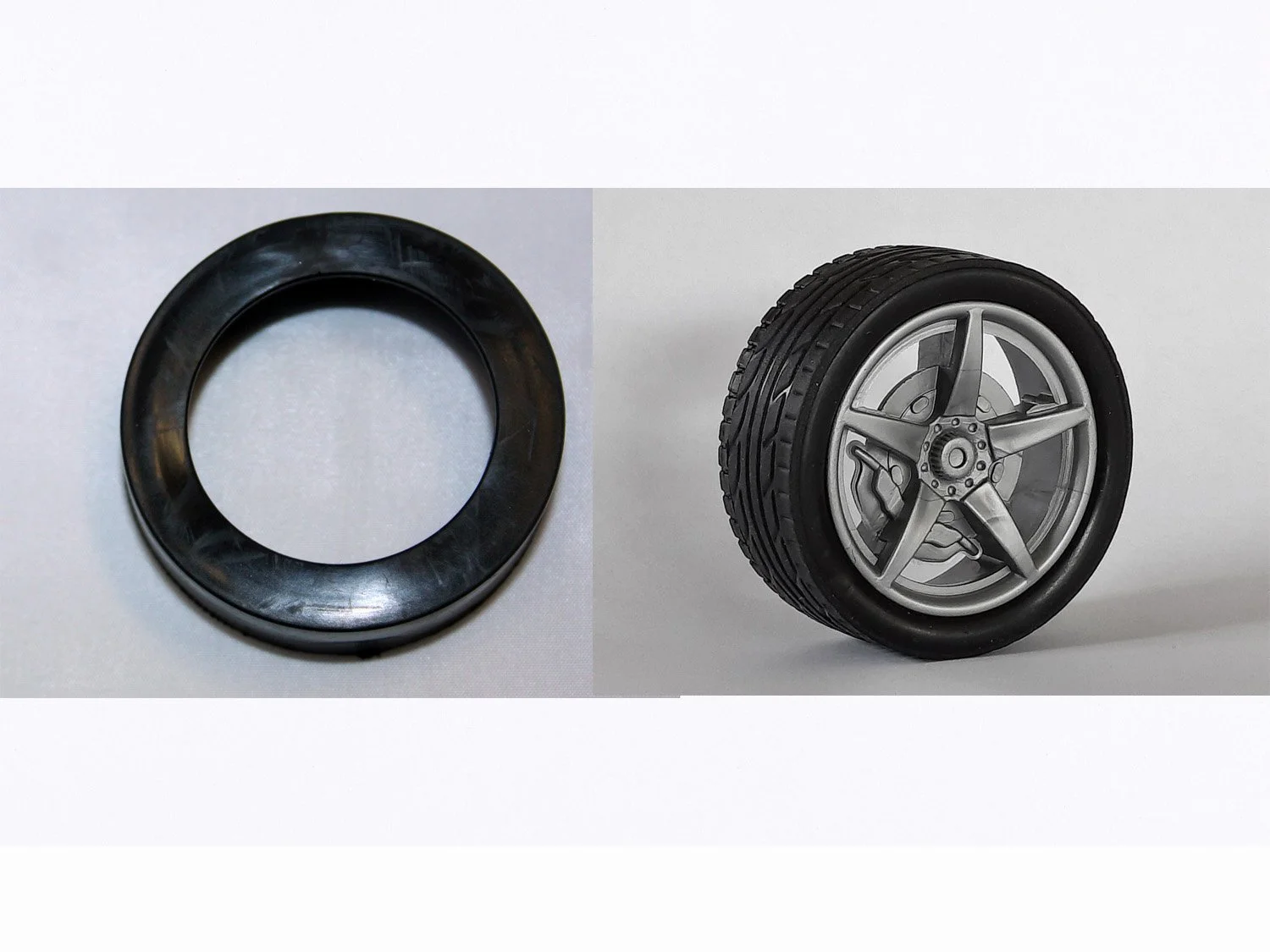 RUBBER TYRE & 52MM WHEEL WITH SILVER HUB (PACK OF 40)