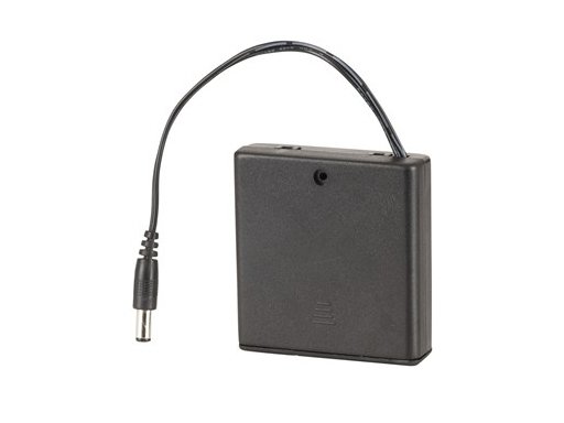 BATTERY ENCLOSURE FOR 4 X AA BATTERIES WITH SWITCH AND 2.1MM DC PLUG