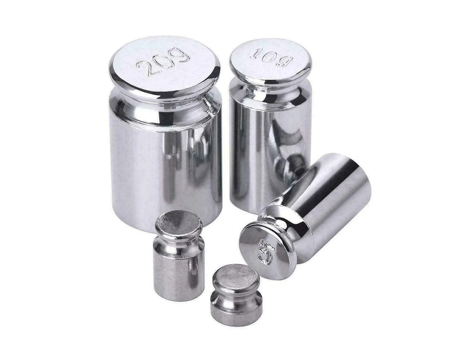 WEIGHT SET CALIBRATED - NICKEL PLATED STAINLESS STEEL - 5 PIECES