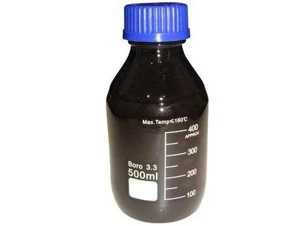 REAGENT BOTTLE - AMBER GLASS WITH BLUE SCREW CAP - 500ML