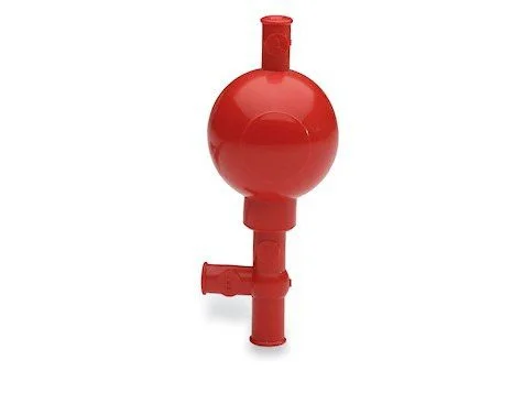 PIPETTE FILLER RUBBER BULB 3 VALVE TYPE - RED - SILICONE RUBBER