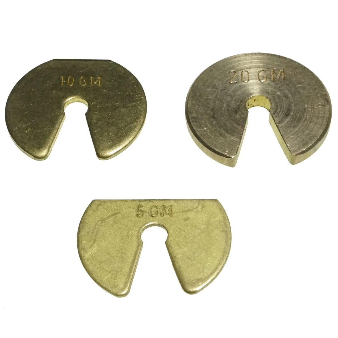 SLOTTED BRASS WEIGHTS - SET OF 3 - 5G, 10G, 30G