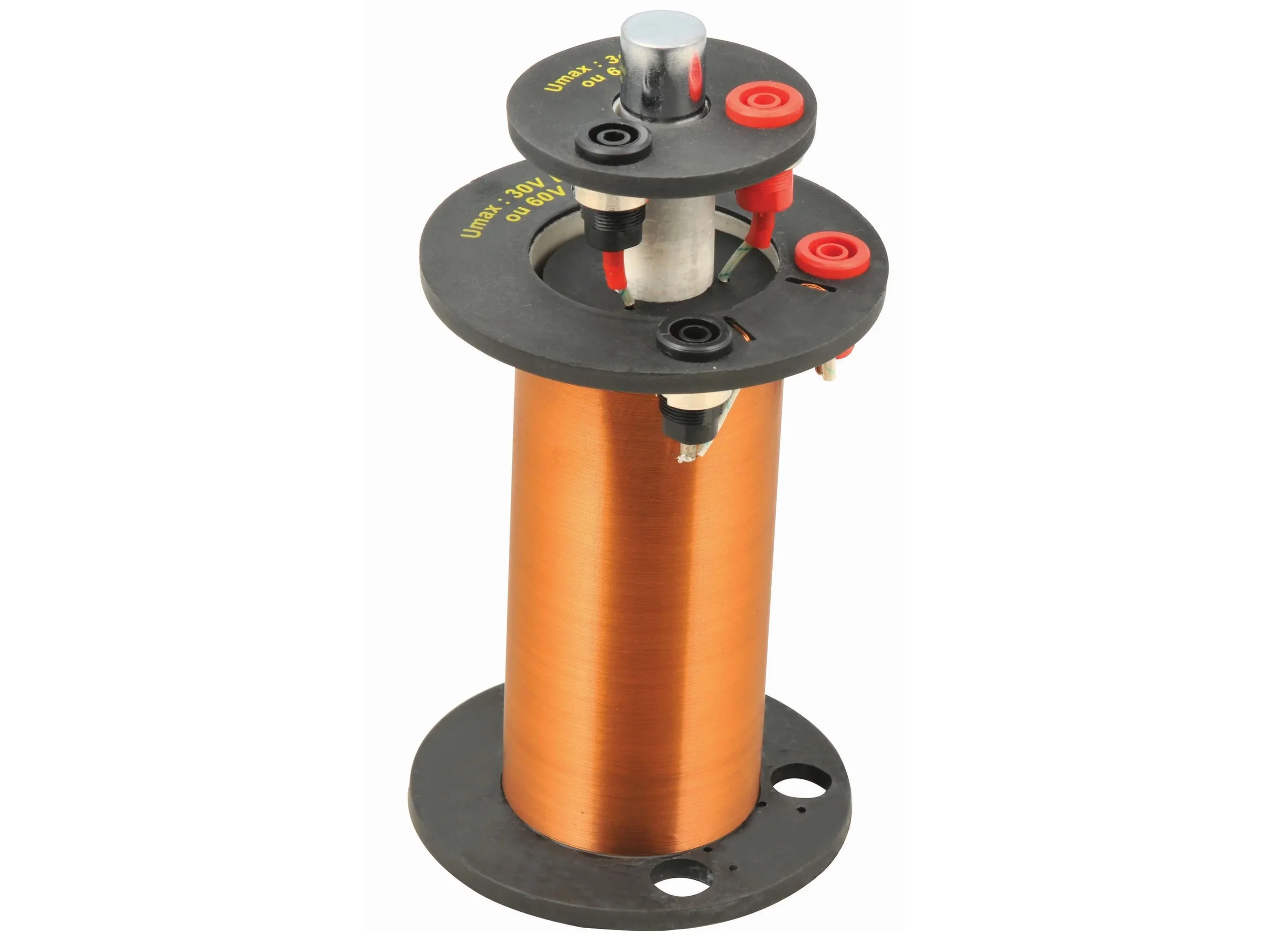 DEMONSTRATION INDUCTION COIL WITH PRIMARY AND SECONDARY COILS AND CYLINDRICAL MAGNET