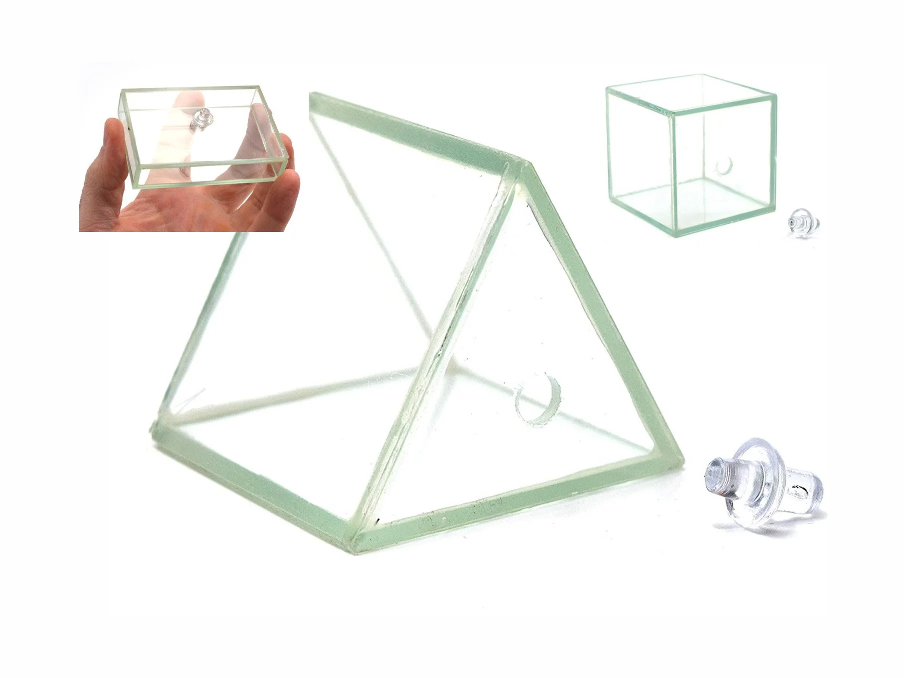 HOLLOW GLASS SHAPES WITH STOPPER - SET OF 3