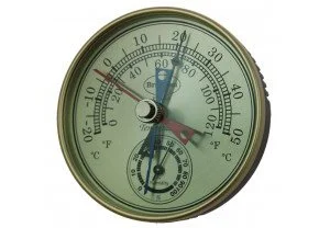GILT ANEROID BAROMETER - 65MM - °C AND °F
