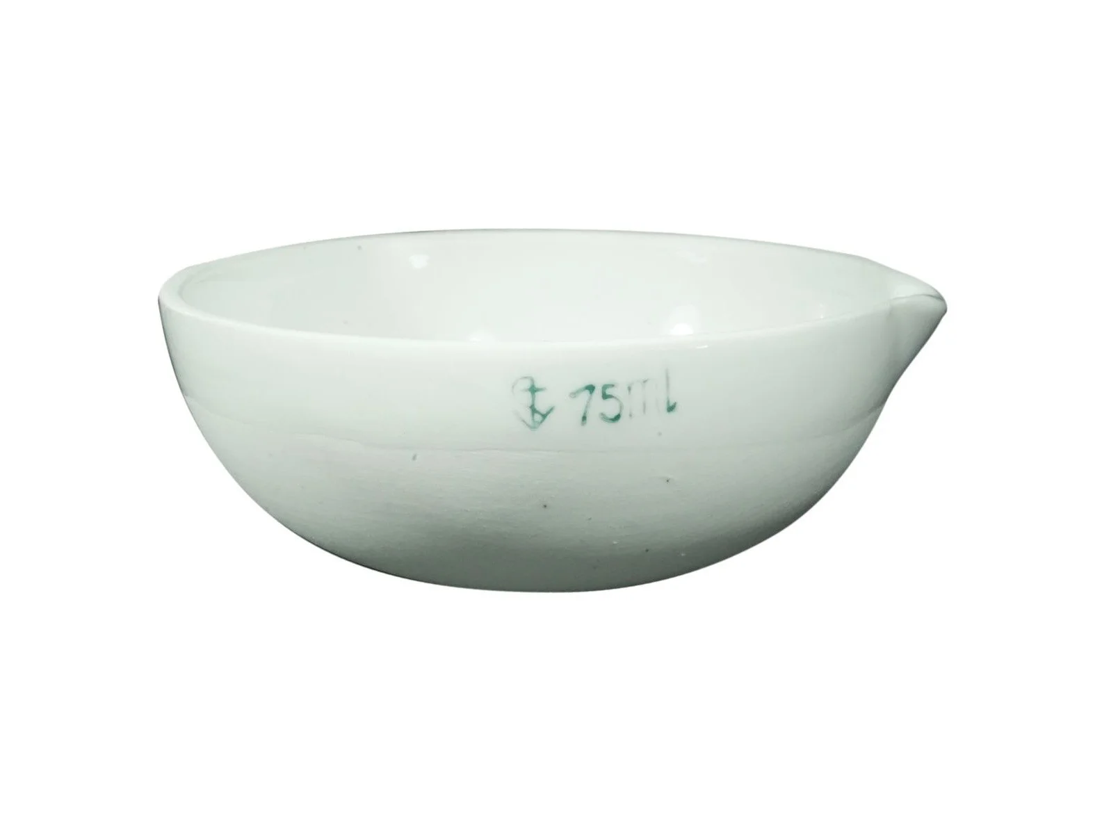 EVAPORATING BASIN - ROUND BOTTOM WITH SPOUT - PORCELAIN - 75ML