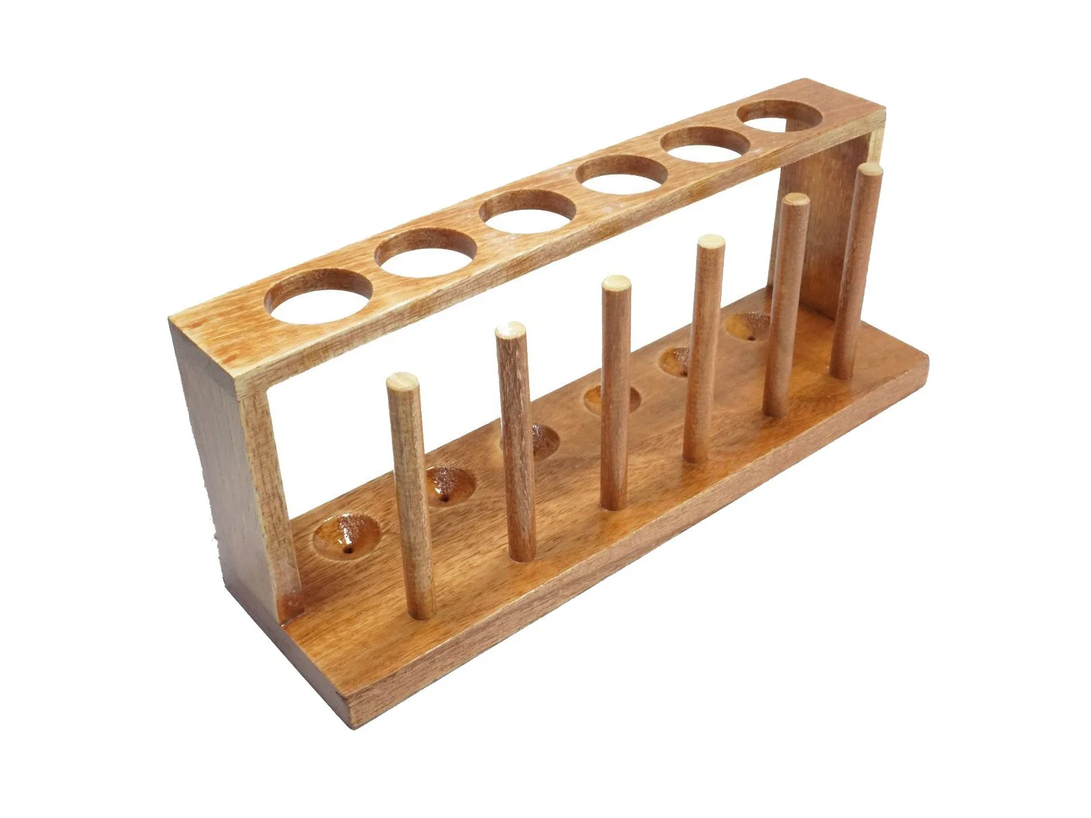 TEST TUBE RACK WITH PEGS - WOODEN