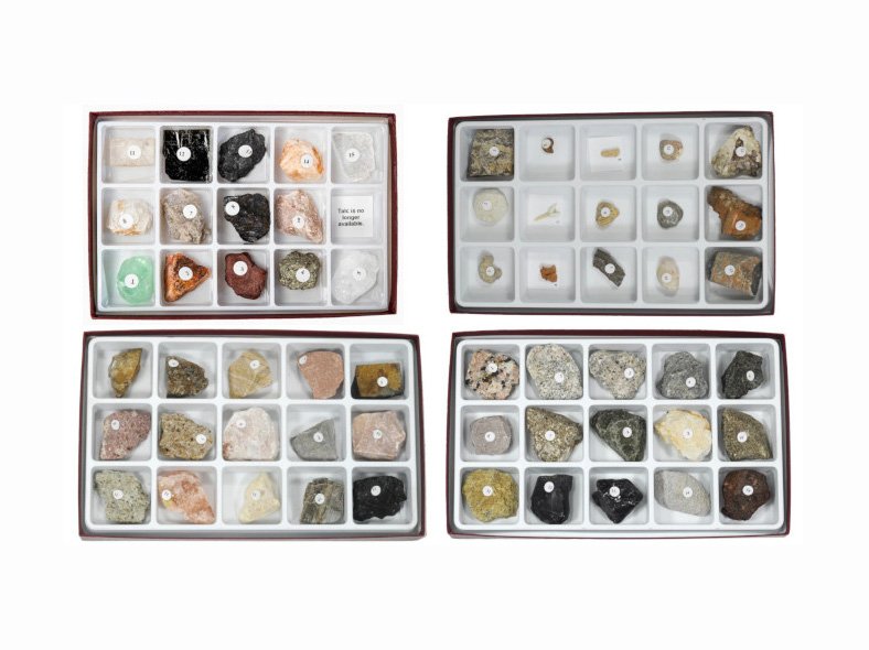 GEOLOGICAL SPECIMENS ROCKS MINERAL FOSSILS SET OF 4 KITS