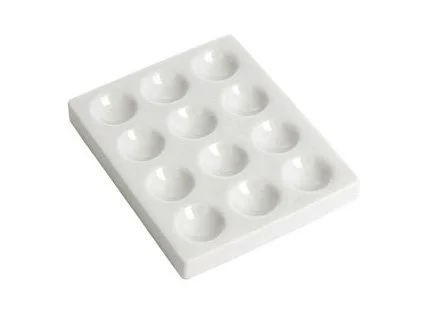 TILE CAVITY SPOTTING PLATE - PORCELAIN - 12 DEPRESSIONS