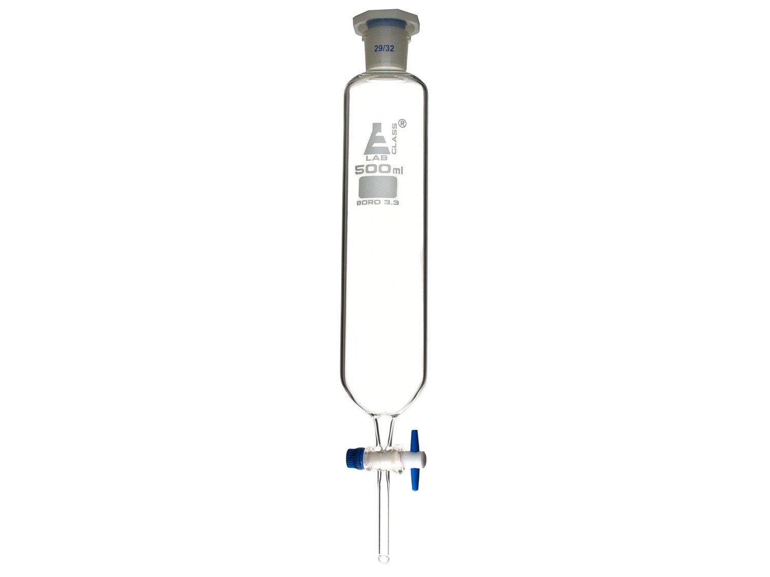 DROPPING FUNNEL WITH PTFE KEY STOPCOCK - CYLINDRICAL - 500ML S29/32 [EUD3]