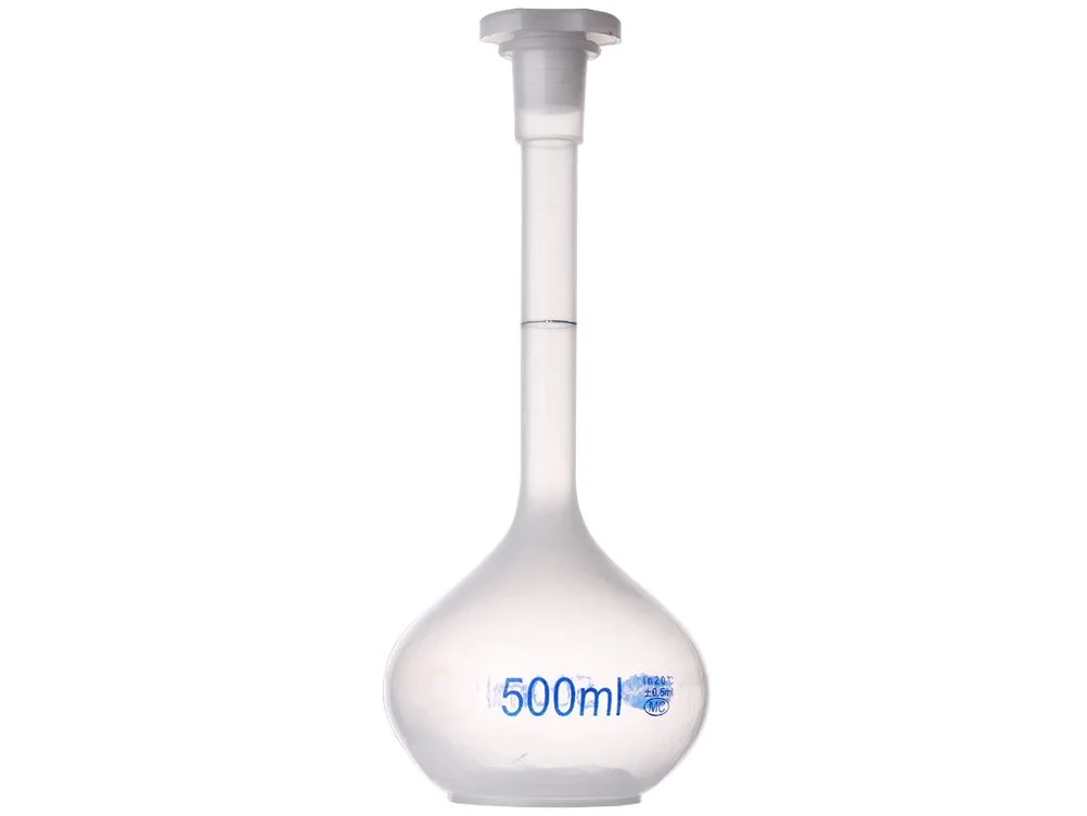 VOLUMETRIC FLASKS - POLYPROPYLENE WITH SCREW POLYCAP - 500ML
