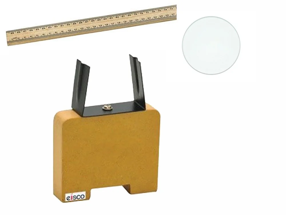 LENS SET KIT#2 - 50MM DIAMETER - VARIOUS FOCAL LENGTHS + LENS HOLDERS + RULERS