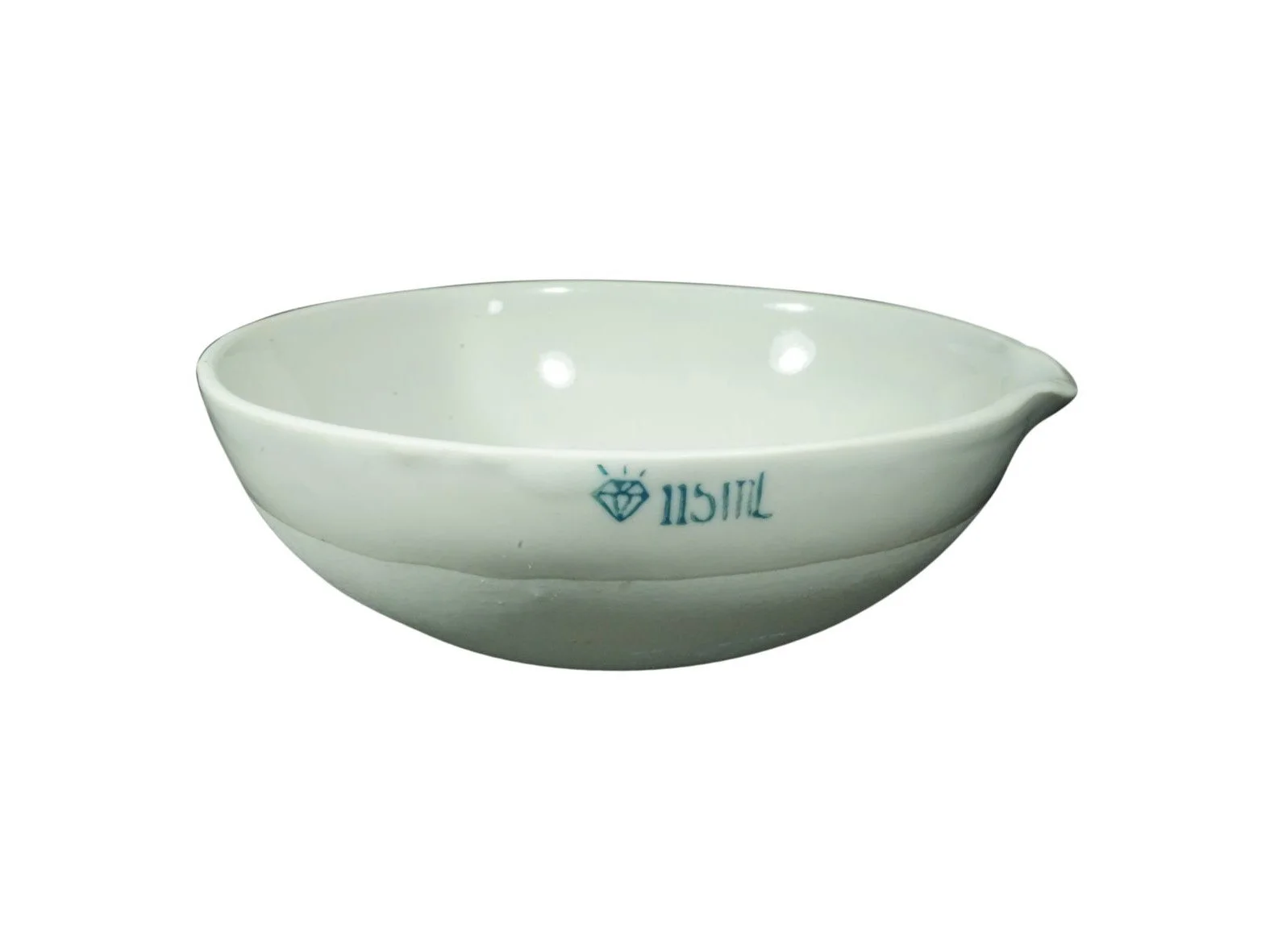 EVAPORATING BASIN - ROUND BOTTOM WITH SPOUT - PORCELAIN - 115ML