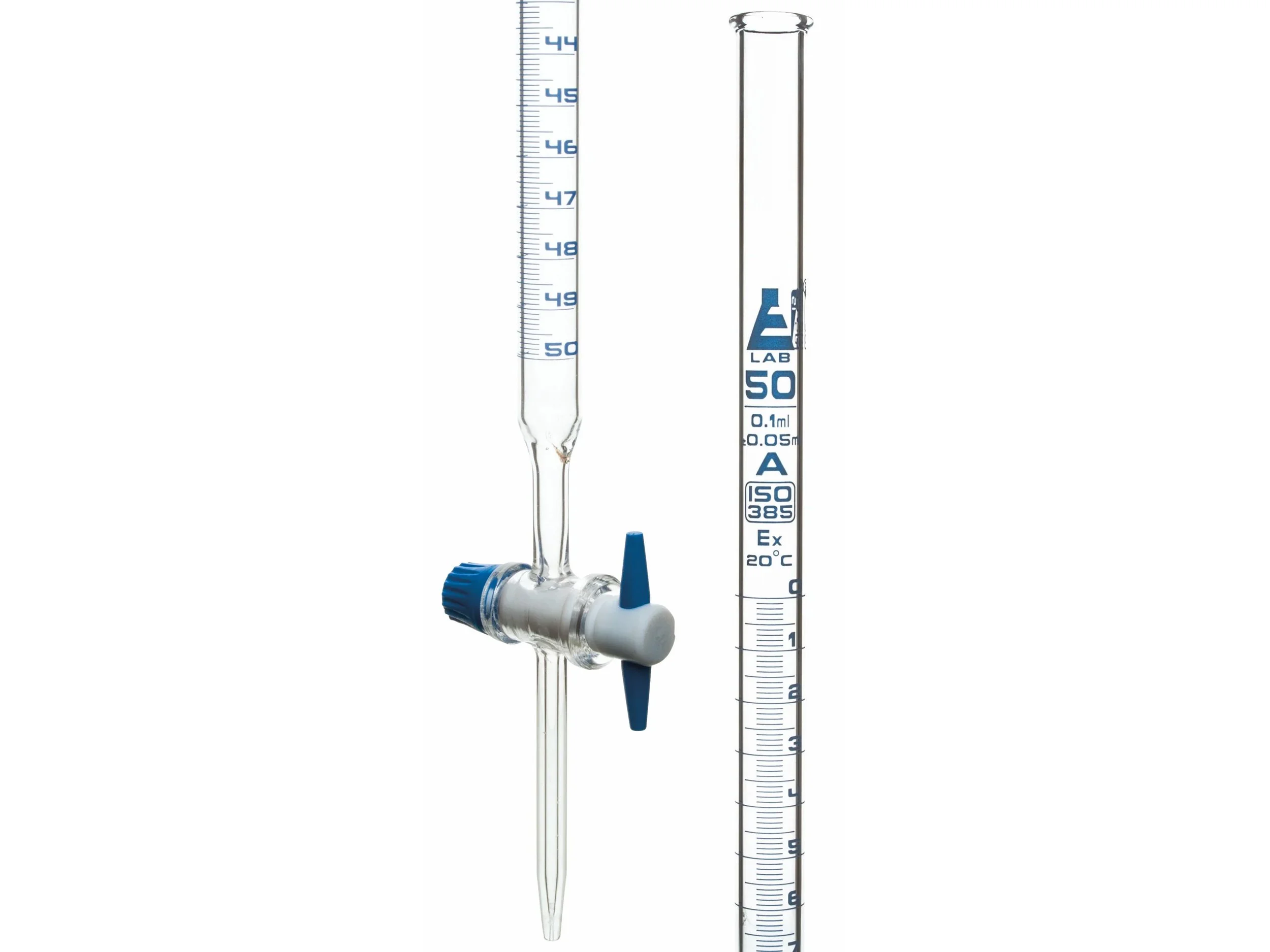 BURETTE - CLASS A - BOROSILICATE GLASS WITH PTFE STOPCOCK - 50ML