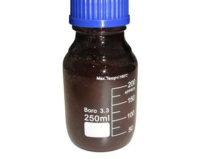 REAGENT BOTTLE - AMBER GLASS WITH BLUE SCREW CAP - 250ML