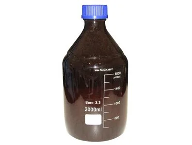 REAGENT BOTTLE - AMBER GLASS WITH BLUE SCREW CAP - 2000ML