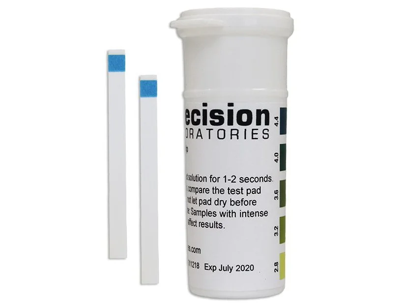 TEST STRIPS - WINE PH 2.8 - 4.4 (VIAL OF 100 STRIPS)