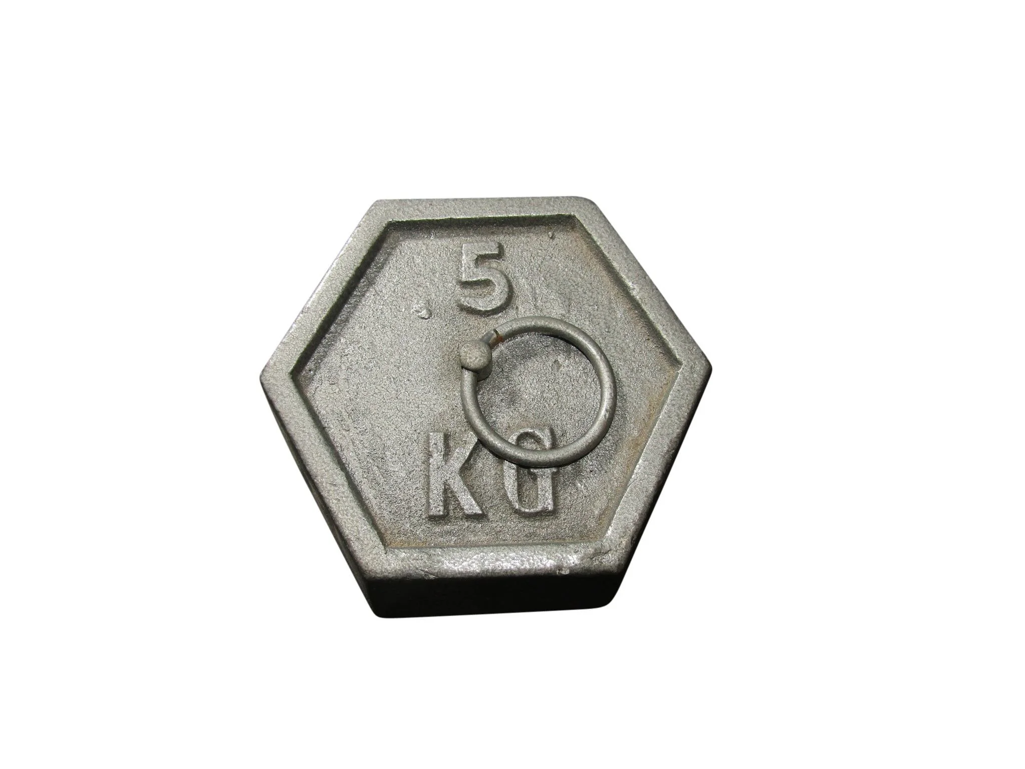 CAST IRON HEXAGONAL WEIGHT WITH RING - 5000GM