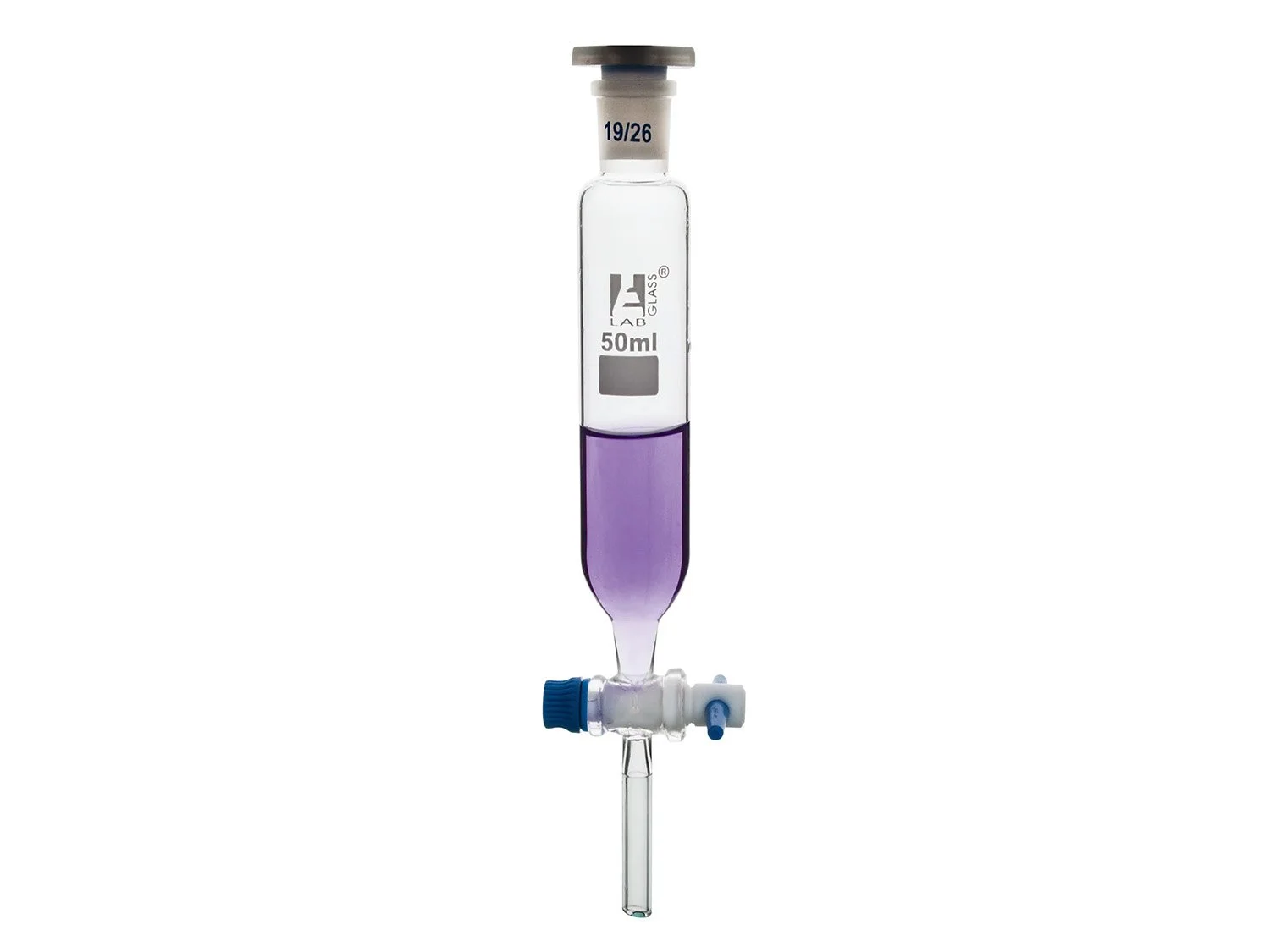 DROPPING FUNNEL WITH PTFE KEY STOPCOCK - CYLINDRICAL - 50ML S19/26