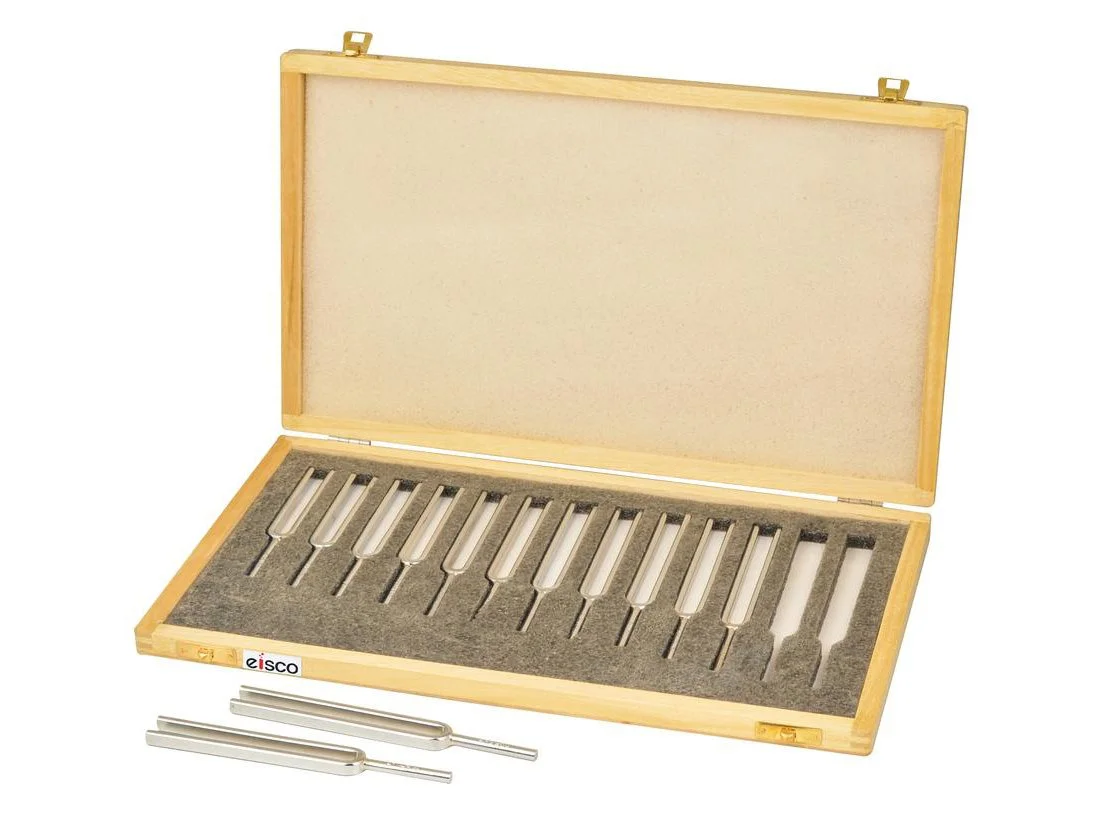 STEEL TUNING FORK SET (SET OF 13) IN WOODEN CASE