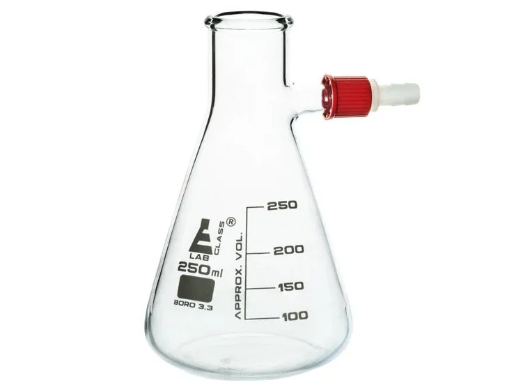 FILTER FLASK WITH INTEGRAL PLASTIC SIDE ARM - BOROSILICATE GLASS - 250ML