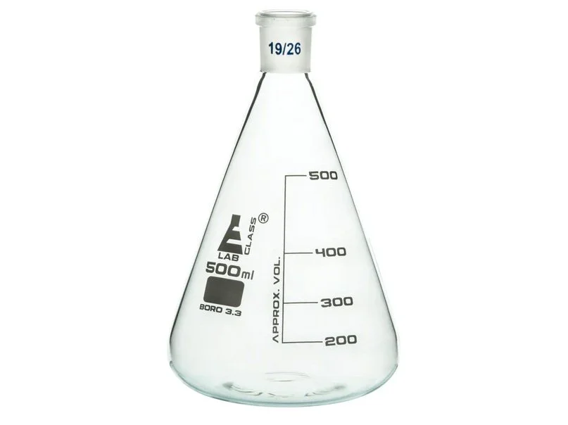 ERLENMEYER FLASK - INTERCHANGEABLE JOINT - GLASS - NARROW NECK - 500ML - 19/26