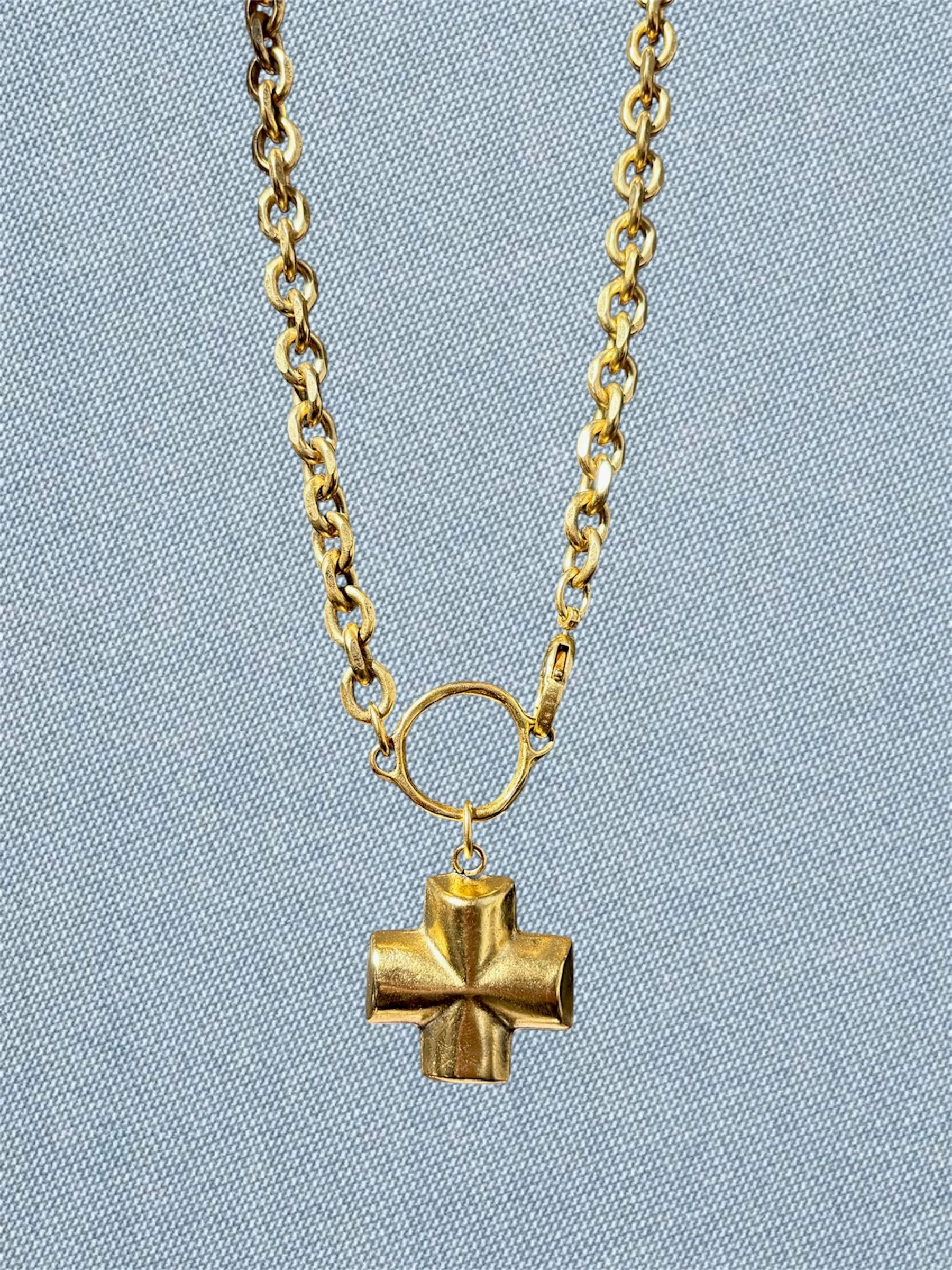 Timeless Brass Cross Pendant Necklace