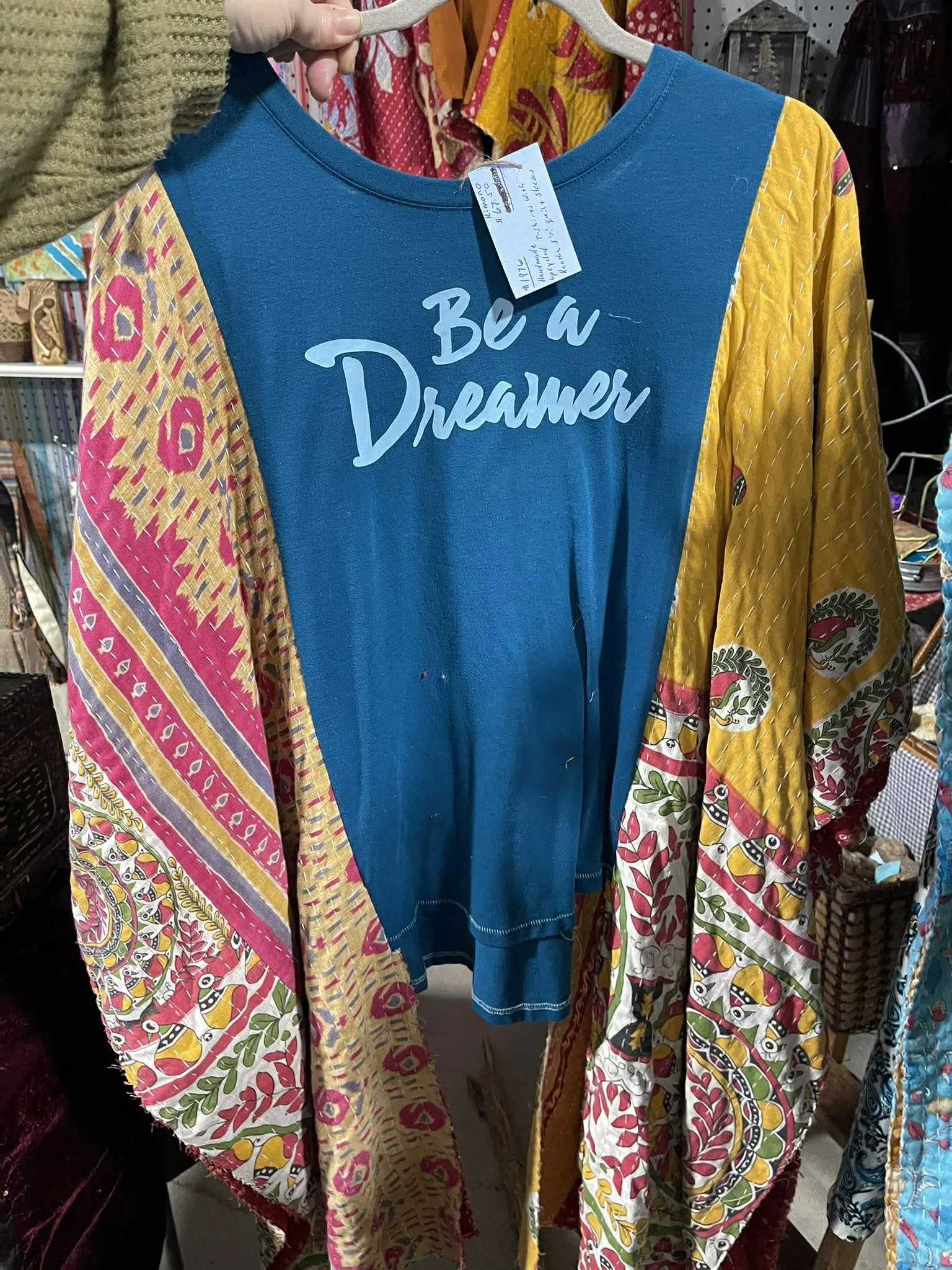 Upcycled tshirt and Kantha quilt kimono