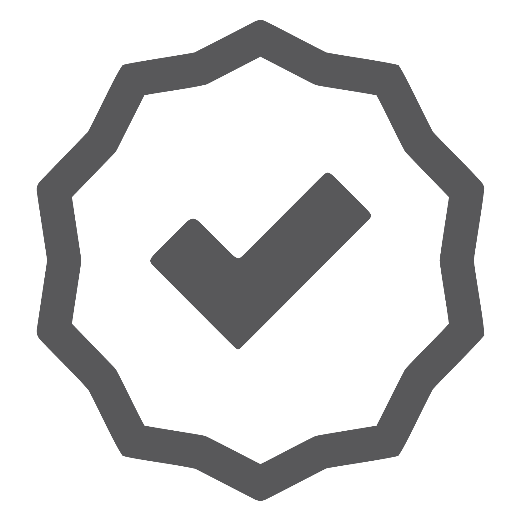 Gray shield with a checkmark in the center.