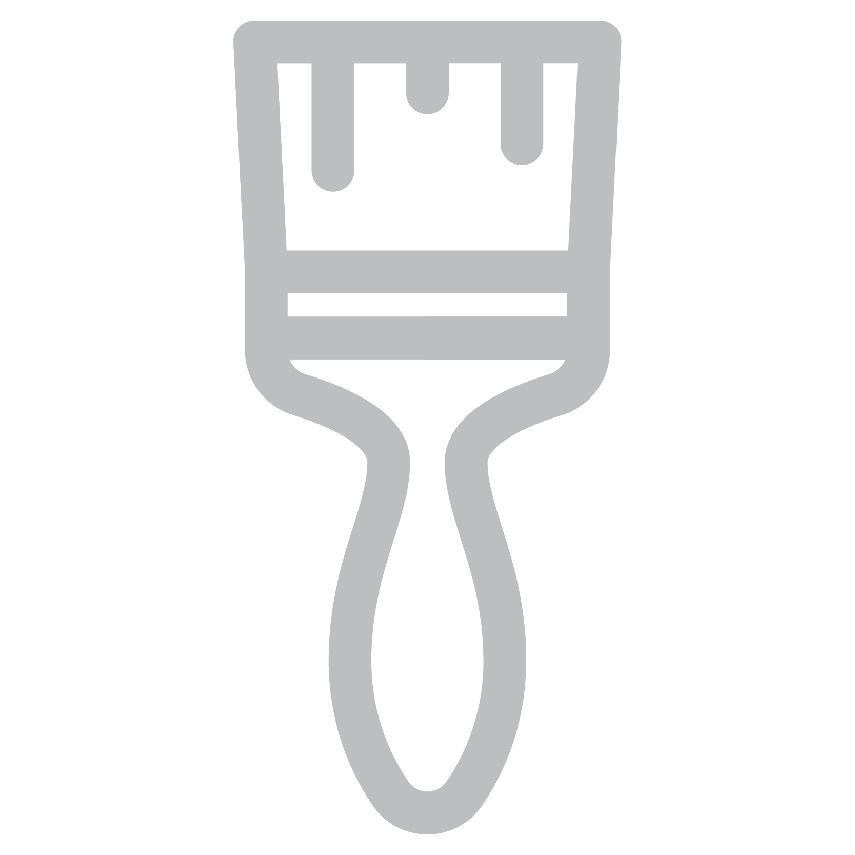 Icon of a paint roller with a black paint streak on the roller's surface.