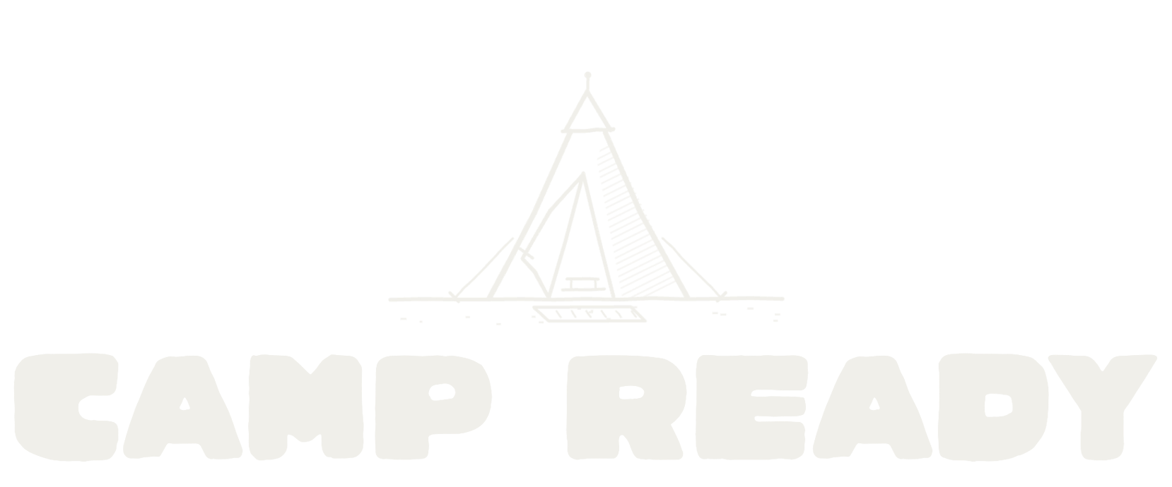 Camp Ready icon with a hand-drawn furnished bell tent