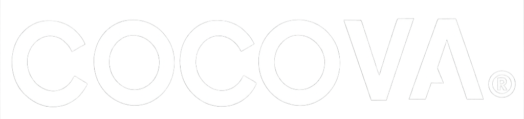 Logotipo en letras blancas sobre fondo negro que dice 'Cocova'.