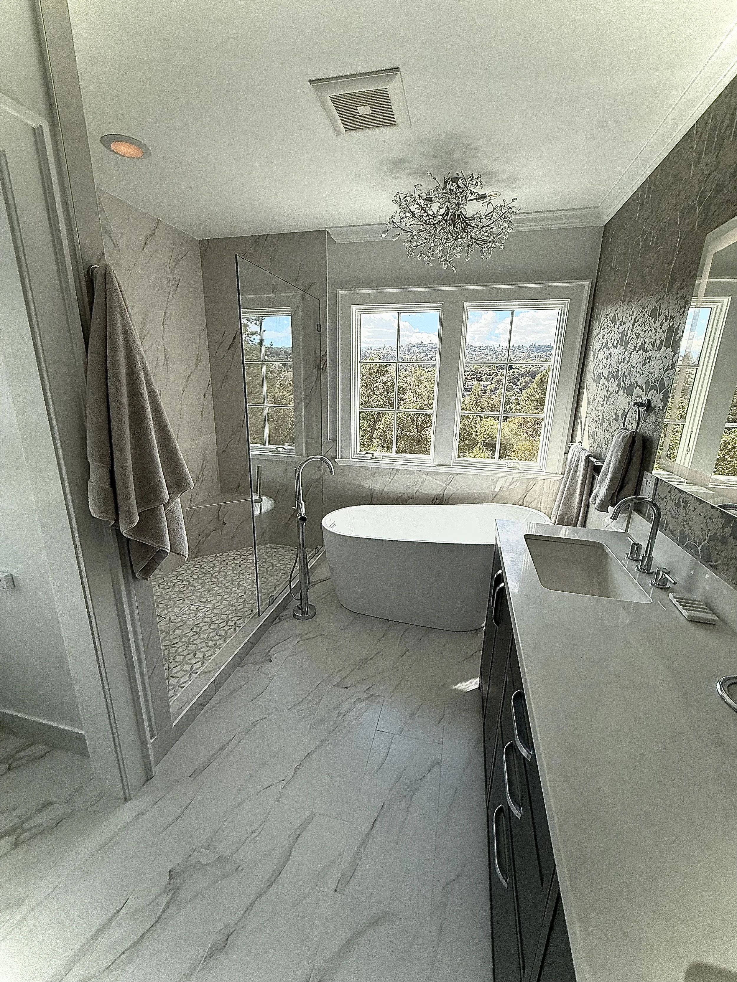 Fully customized master bathroom with spa-style finishes