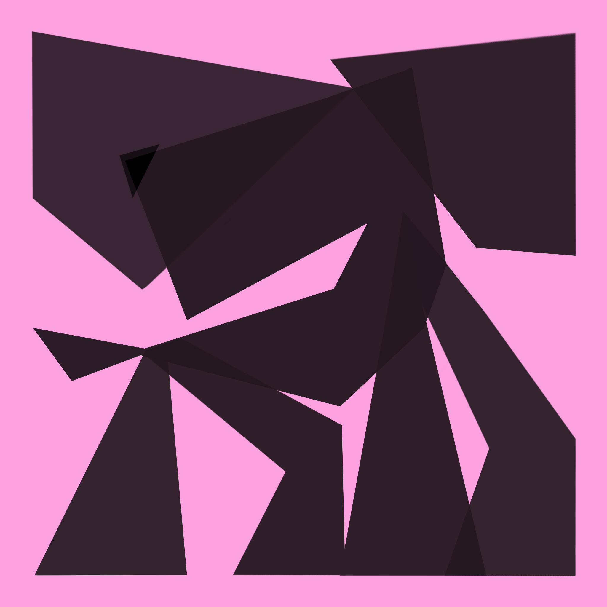 Abstract artwork with black geometric shapes on a pink background.