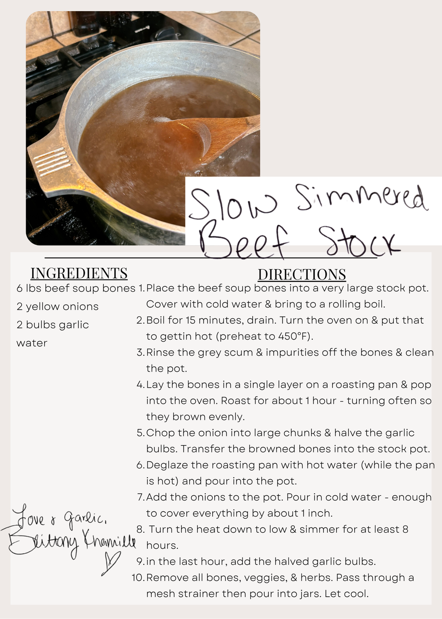 Slow Simmered Beef Stock