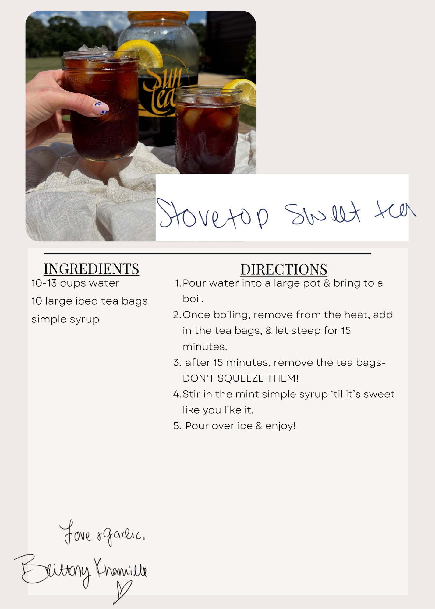 Stovetop Sweet Tea