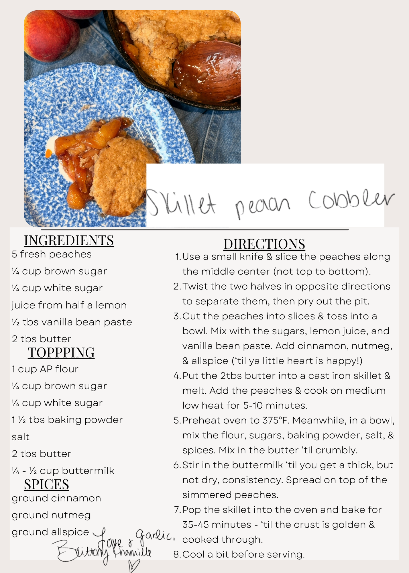 Skillet Peach Cobbler