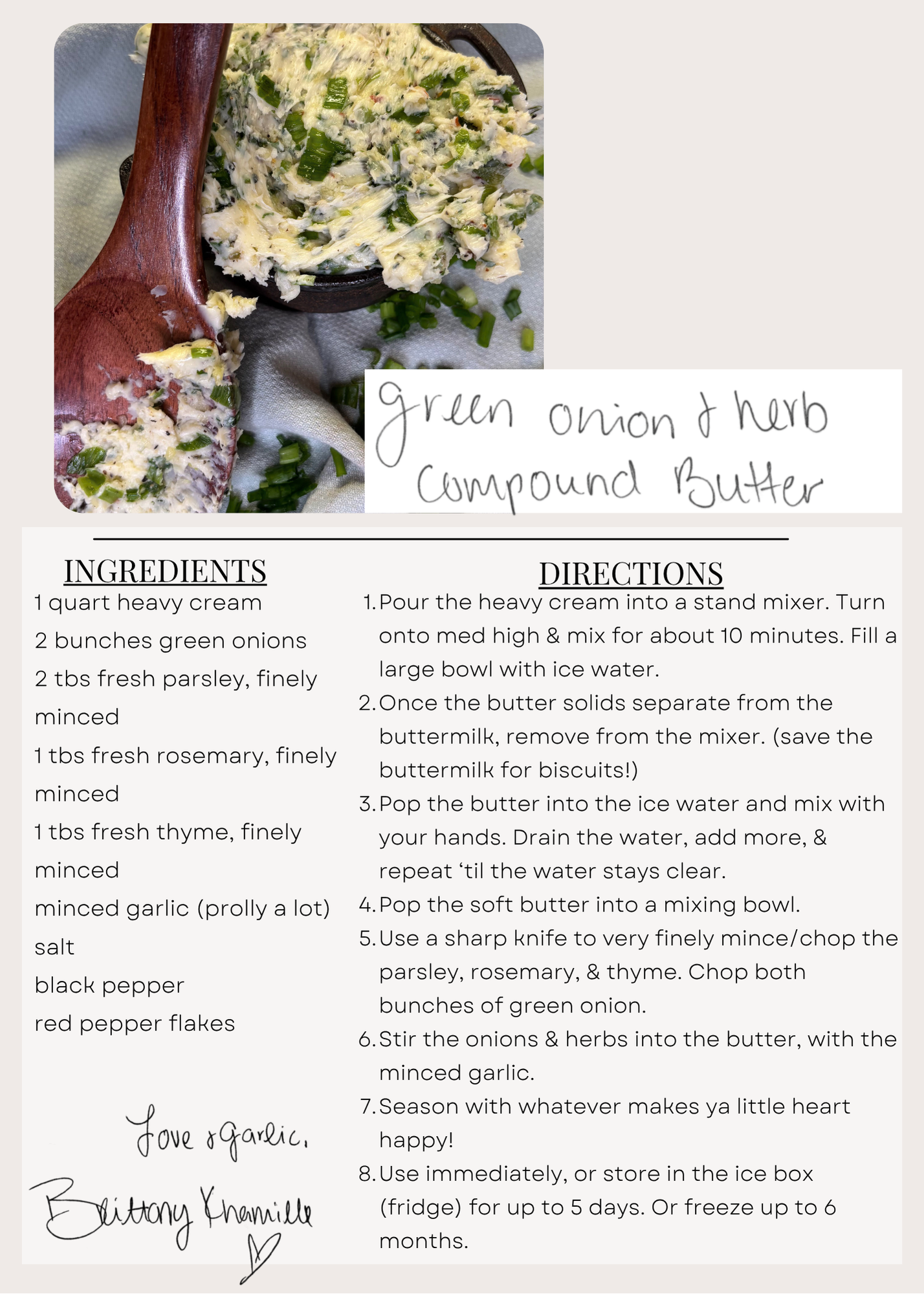Green Onion & Herb Compound Butter