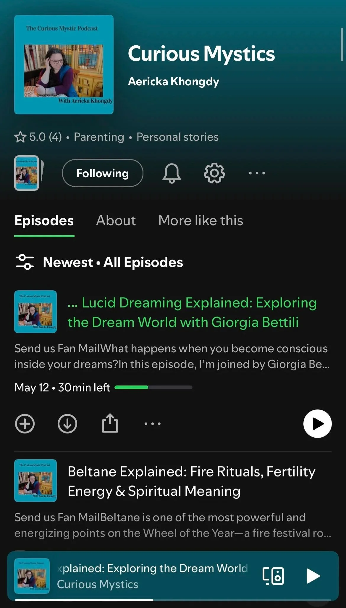 Image of Spotify Curious Mystic Podcast's Home Page